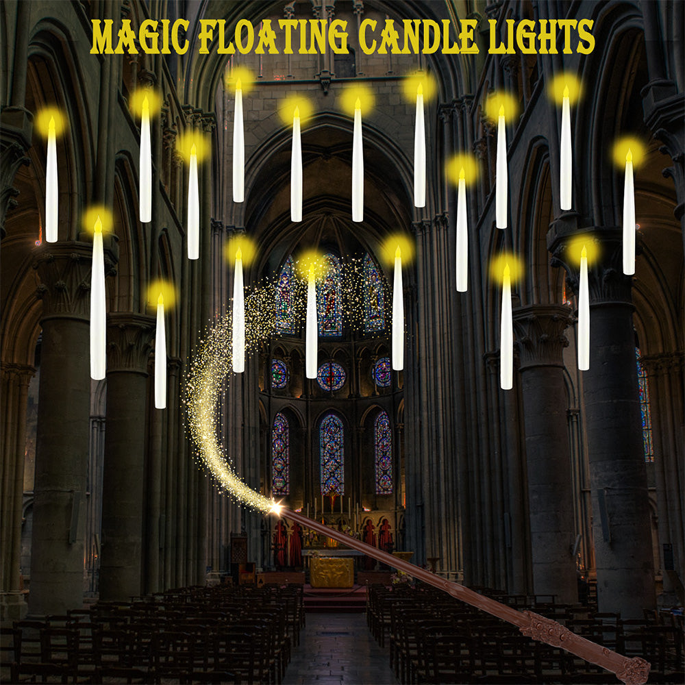 Floating Candles with Wand 12 PCs Magic Hanging Candles Flickering Warm Light Flameless Floating LED Candle Halloween Decoration Floating Candles with Wand 12 PCs Magic Hanging Candles Flickering Warm Light Flameless Floating LED Candle Halloween Decoration